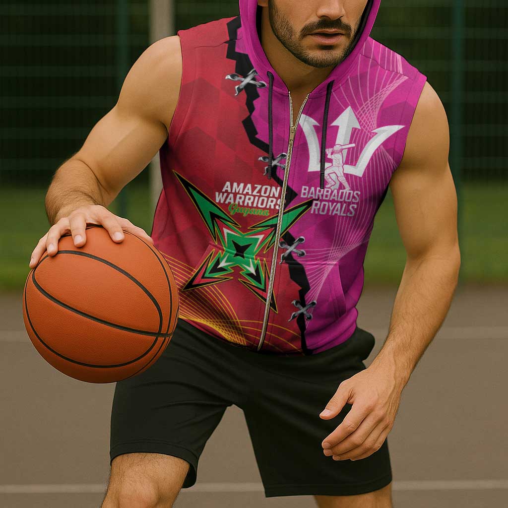 Barbados and Guyana Cricket Personalized Sleeveless Zip Hoodie Royals Amazon Warriors Together - Wonder Print Shop