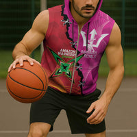 Barbados and Guyana Cricket Personalized Sleeveless Zip Hoodie Royals Amazon Warriors Together - Wonder Print Shop