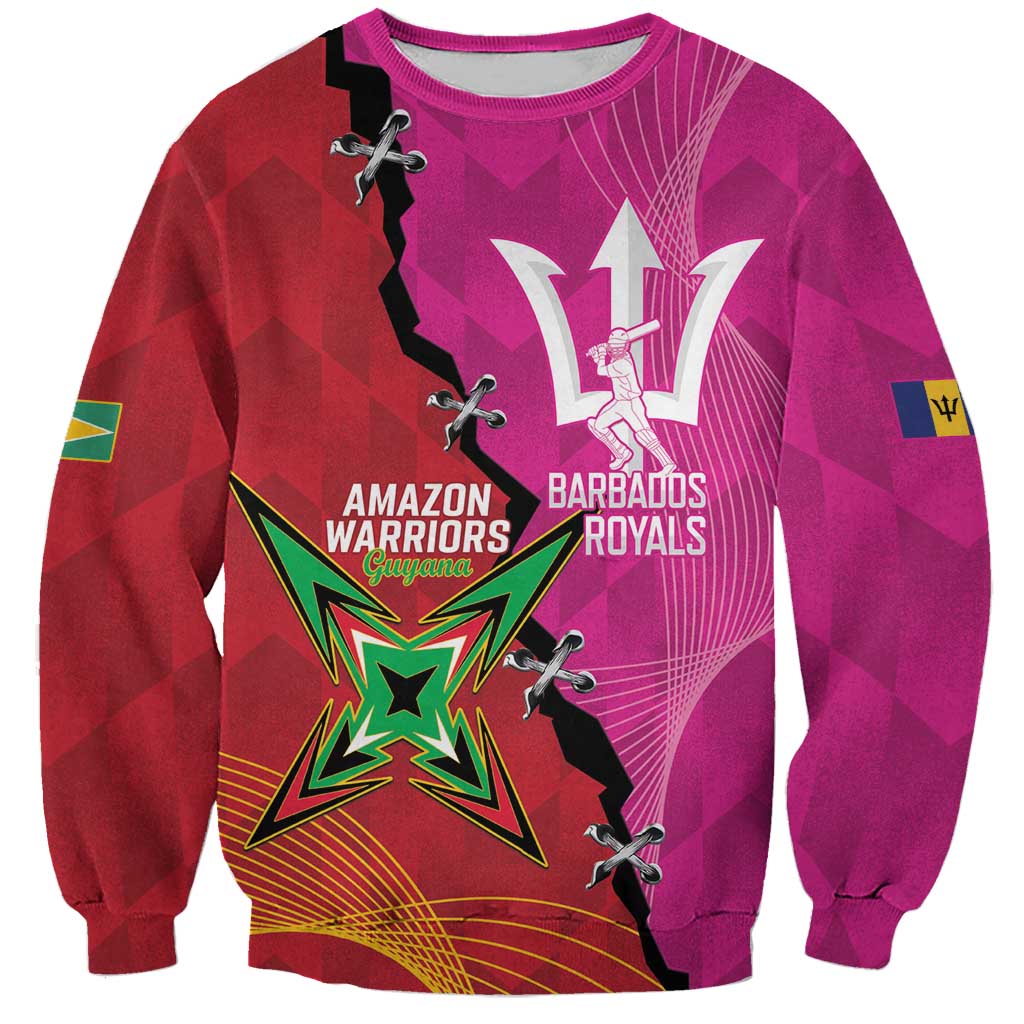 Barbados and Guyana Cricket Personalized Sweatshirt Royals Amazon Warriors Together - Wonder Print Shop
