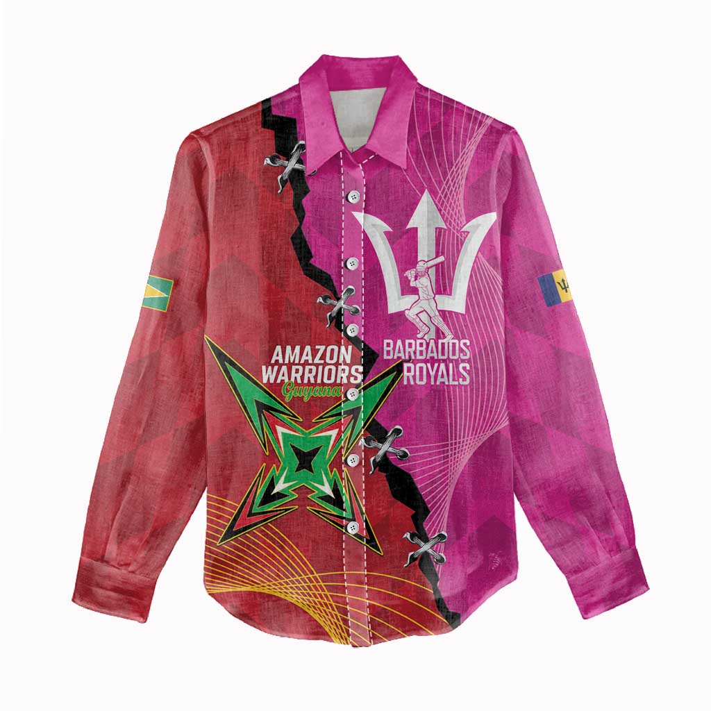 Barbados and Guyana Cricket Personalized Women Casual Shirt Royals Amazon Warriors Together - Wonder Print Shop