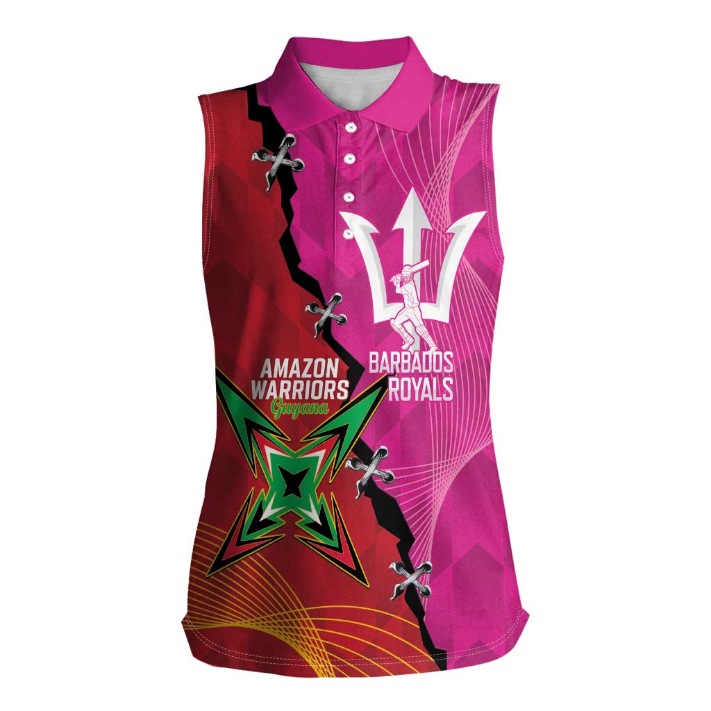 Barbados and Guyana Cricket Personalized Women Sleeveless Polo Shirt Royals Amazon Warriors Together - Wonder Print Shop