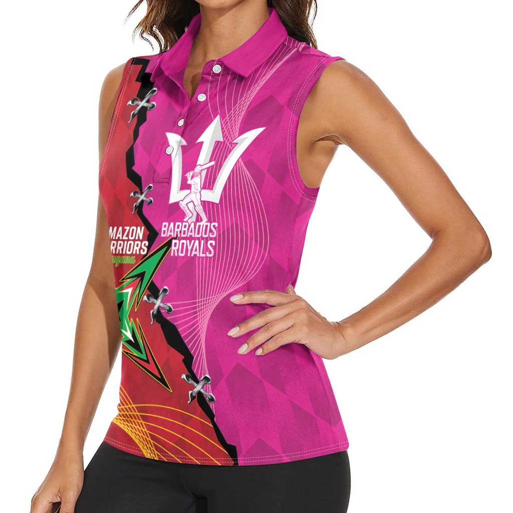 Barbados and Guyana Cricket Personalized Women Sleeveless Polo Shirt Royals Amazon Warriors Together - Wonder Print Shop