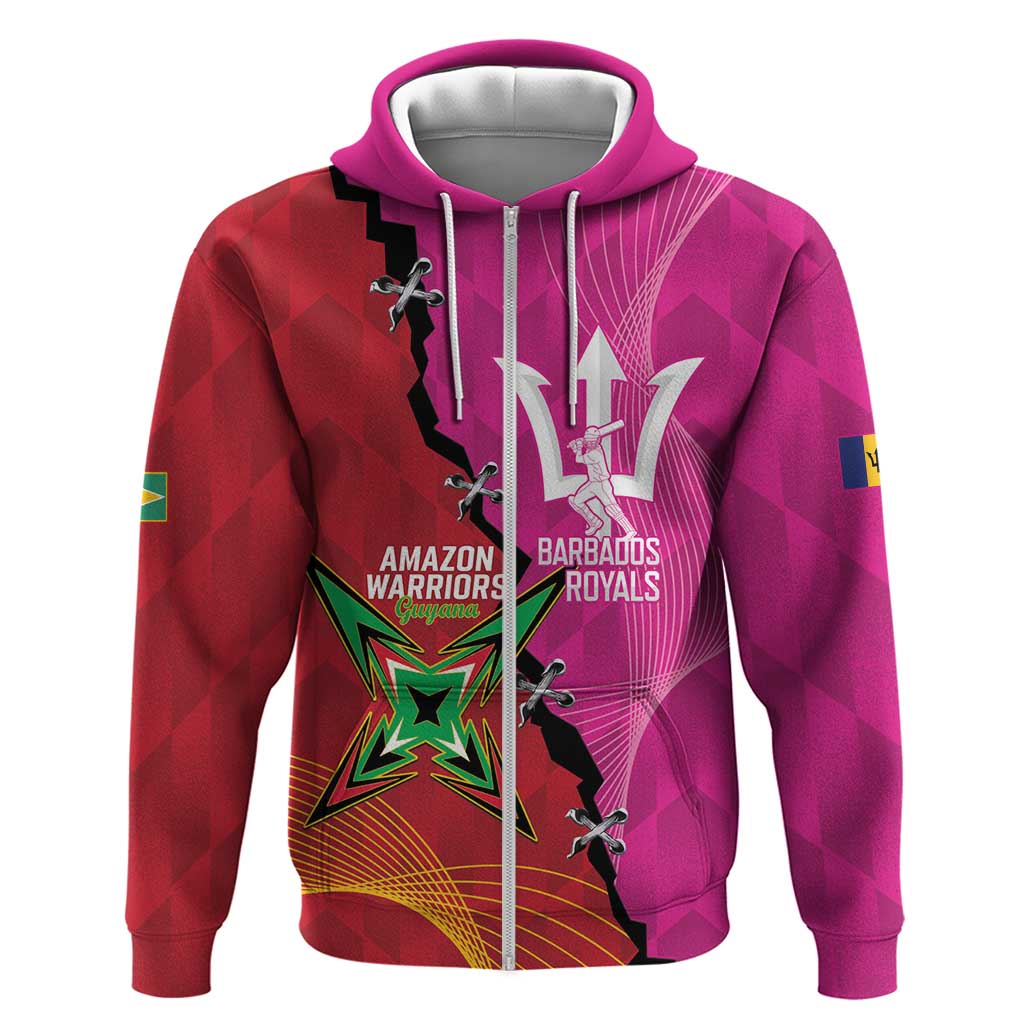 Barbados and Guyana Cricket Personalized Zip Hoodie Royals Amazon Warriors Together - Wonder Print Shop