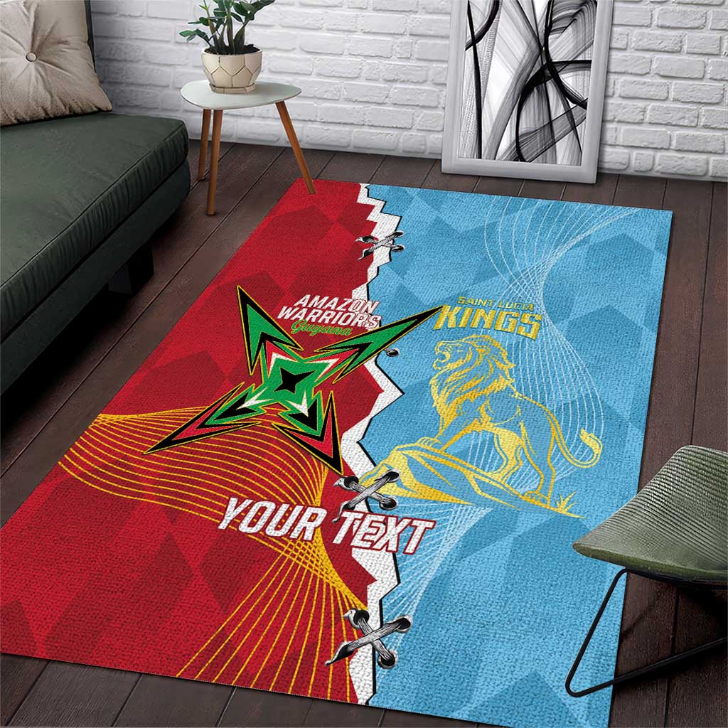 Saint Lucia and Guyana Cricket Personalized Area Rug Kings Amazon Warriors Together - Wonder Print Shop