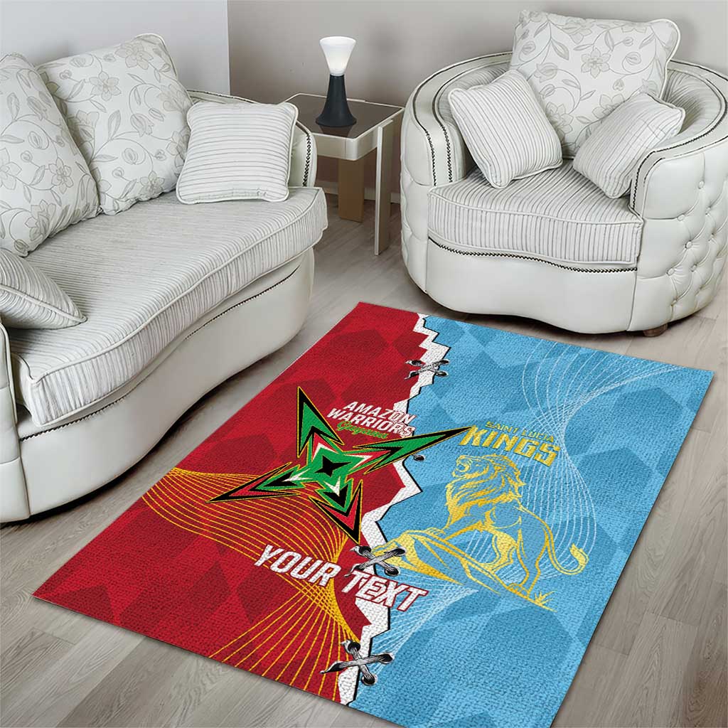 Saint Lucia and Guyana Cricket Personalized Area Rug Kings Amazon Warriors Together - Wonder Print Shop