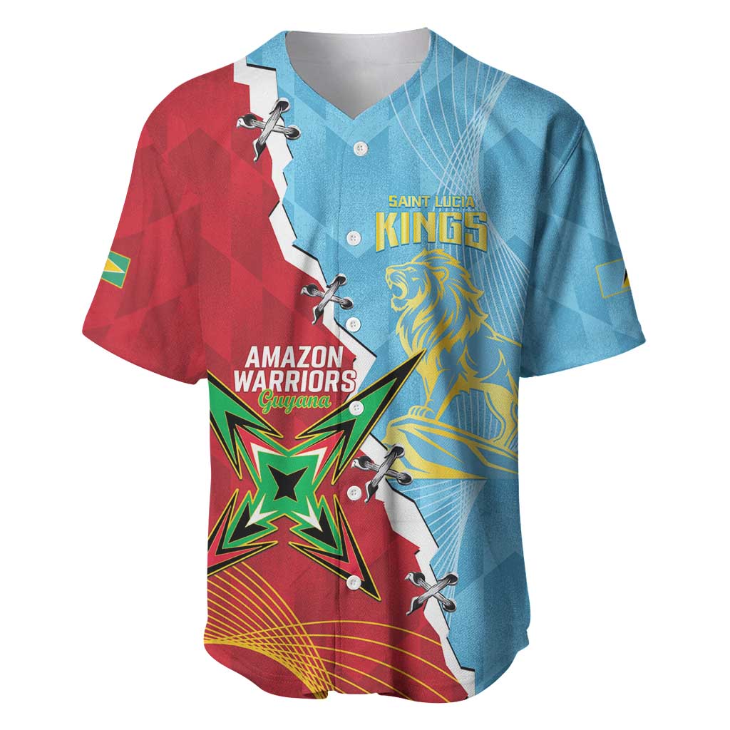 Saint Lucia and Guyana Cricket Personalized Baseball Jersey Kings Amazon Warriors Together - Wonder Print Shop