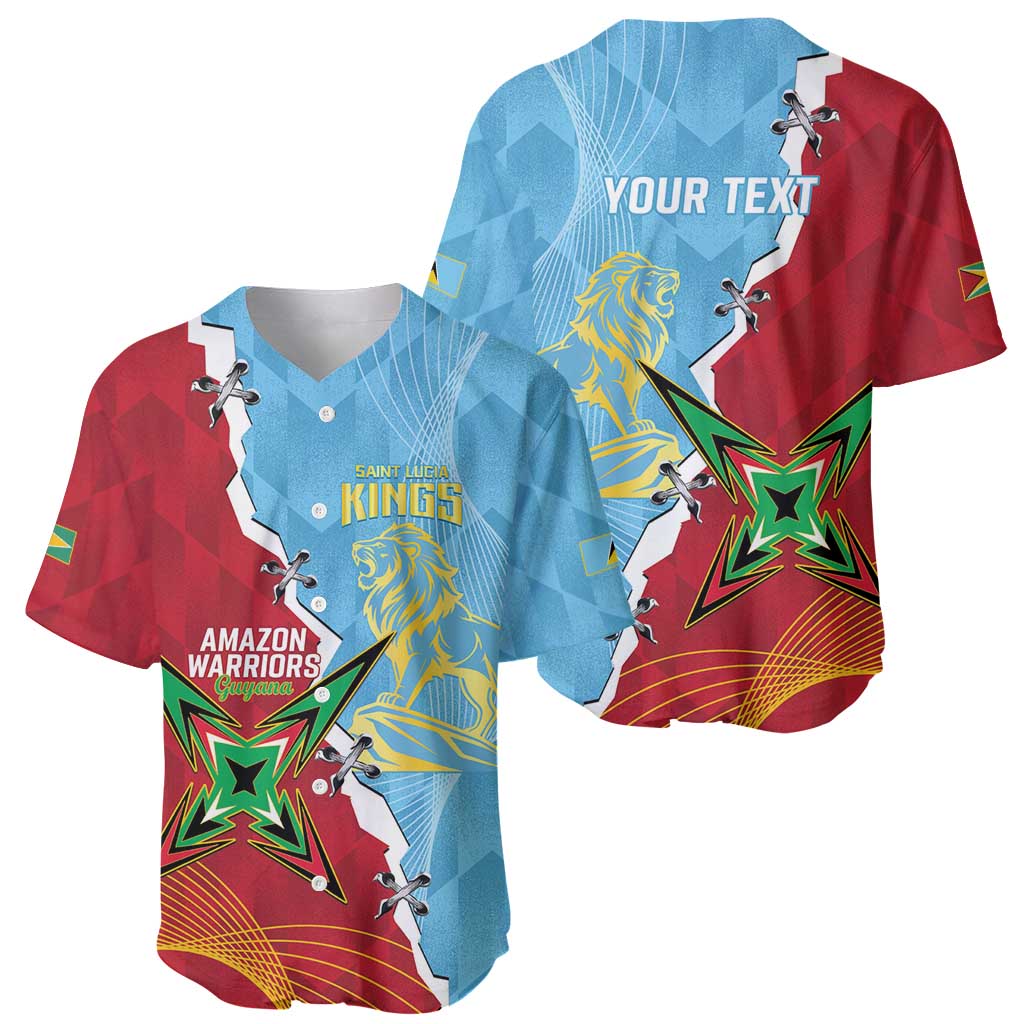 Saint Lucia and Guyana Cricket Personalized Baseball Jersey Kings Amazon Warriors Together - Wonder Print Shop