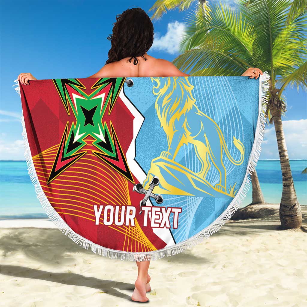 Saint Lucia and Guyana Cricket Personalized Beach Blanket Kings Amazon Warriors Together - Wonder Print Shop