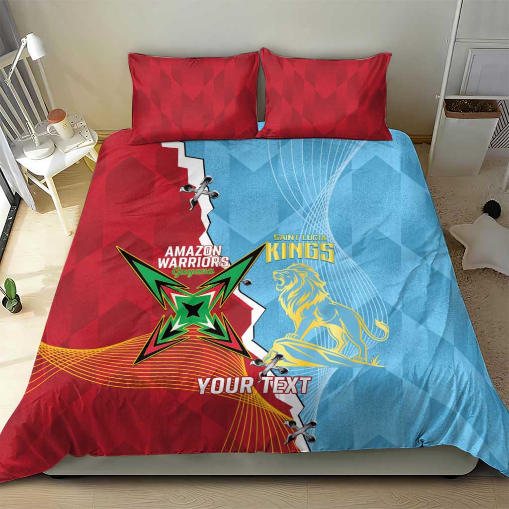 Saint Lucia and Guyana Cricket Personalized Bedding Set Kings Amazon Warriors Together - Wonder Print Shop
