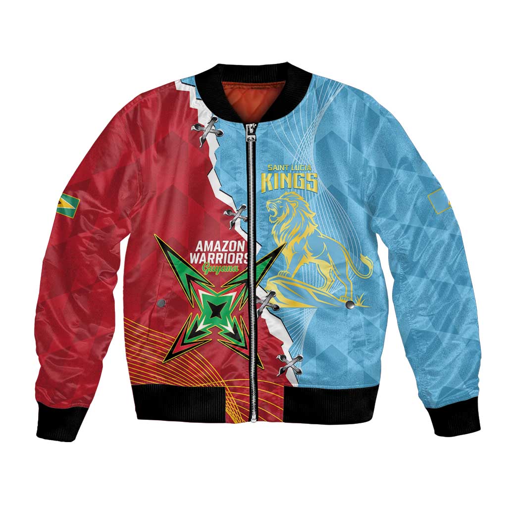 Saint Lucia and Guyana Cricket Personalized Bomber Jacket Kings Amazon Warriors Together - Wonder Print Shop