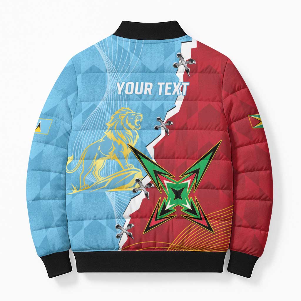 Saint Lucia and Guyana Cricket Personalized Bomber Puffer Jacket Kings Amazon Warriors Together - Wonder Print Shop