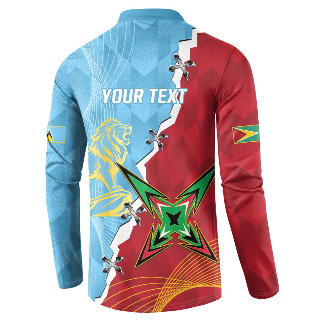 Saint Lucia and Guyana Cricket Personalized Button Sweatshirt Kings Amazon Warriors Together - Wonder Print Shop