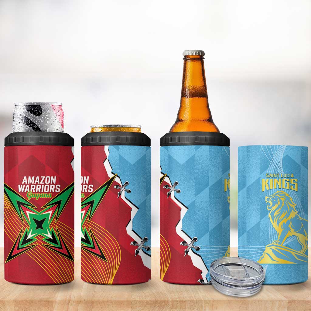 Saint Lucia and Guyana Cricket 4 in 1 Can Cooler Tumbler Kings Amazon Warriors Together - Wonder Print Shop