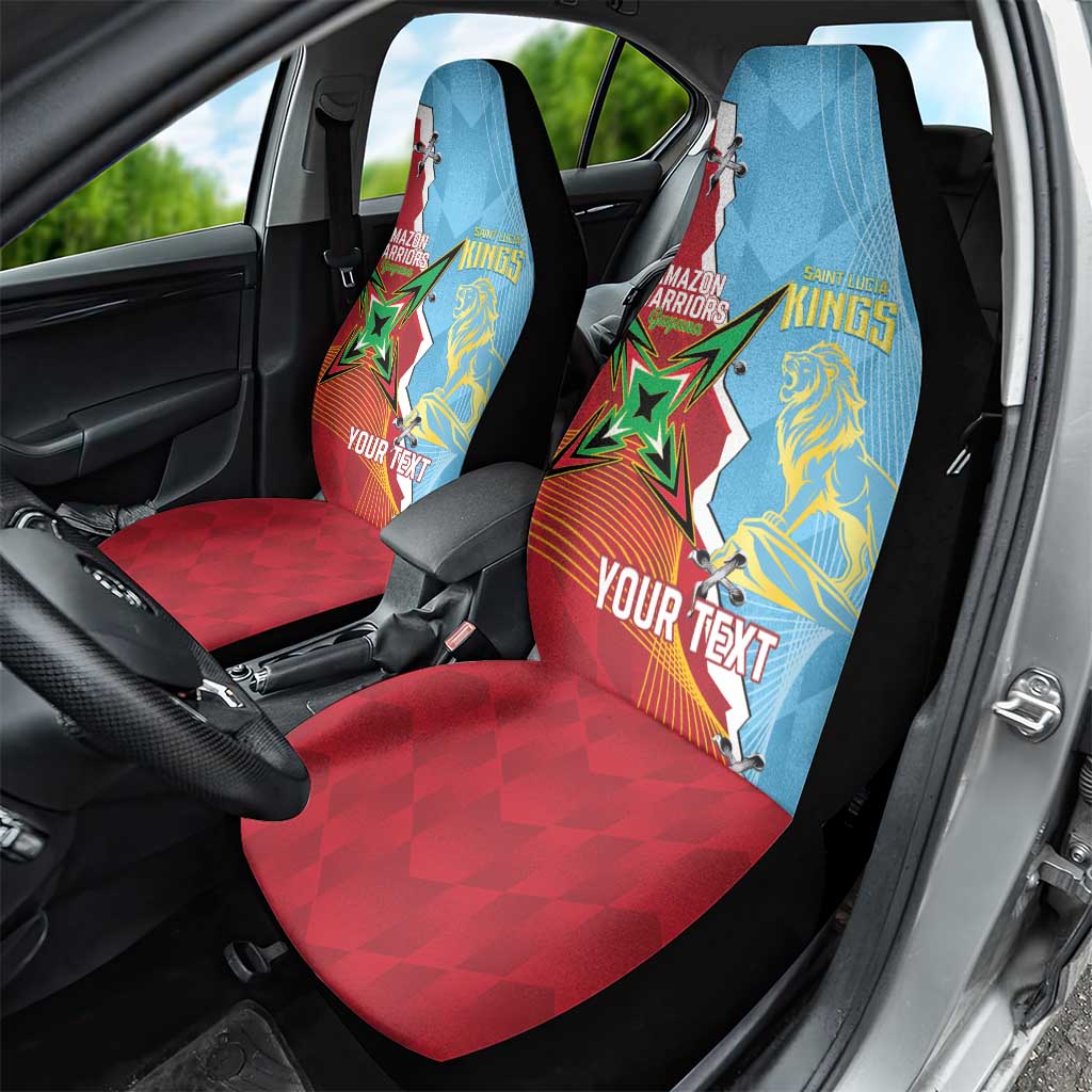 Saint Lucia and Guyana Cricket Personalized Car Seat Cover Kings Amazon Warriors Together - Wonder Print Shop
