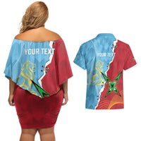 Saint Lucia and Guyana Cricket Personalized Couples Matching Off Shoulder Short Dress and Hawaiian Shirt Kings Amazon Warriors Together - Wonder Print Shop