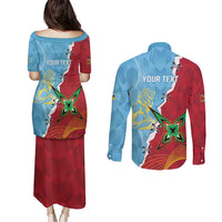 Saint Lucia and Guyana Cricket Personalized Couples Matching Puletasi and Long Sleeve Button Shirt Kings Amazon Warriors Together - Wonder Print Shop