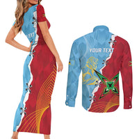 Saint Lucia and Guyana Cricket Personalized Couples Matching Short Sleeve Bodycon Dress and Long Sleeve Button Shirt Kings Amazon Warriors Together - Wonder Print Shop