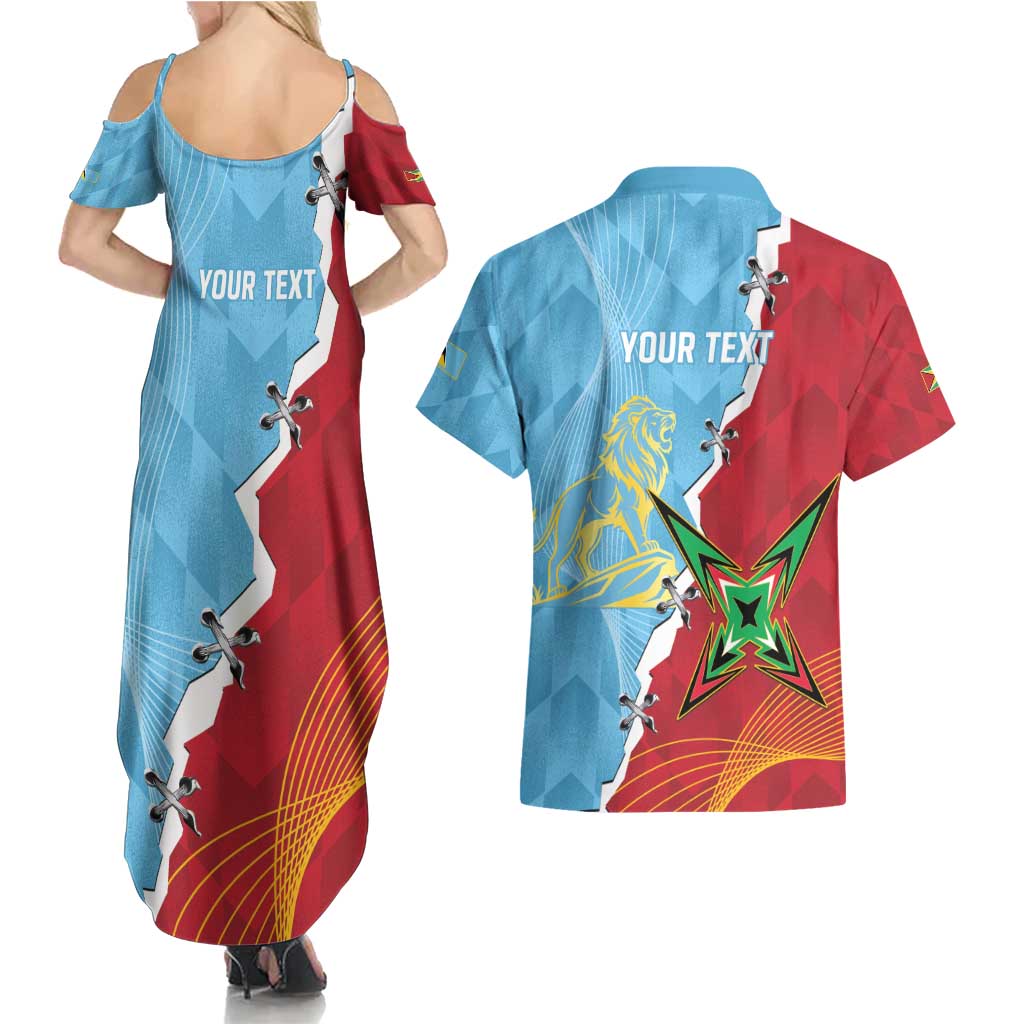 Saint Lucia and Guyana Cricket Personalized Couples Matching Summer Maxi Dress and Hawaiian Shirt Kings Amazon Warriors Together - Wonder Print Shop