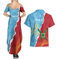 Saint Lucia and Guyana Cricket Personalized Couples Matching Summer Maxi Dress and Hawaiian Shirt Kings Amazon Warriors Together - Wonder Print Shop