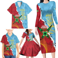 Saint Lucia and Guyana Cricket Personalized Family Matching Long Sleeve Bodycon Dress and Hawaiian Shirt Kings Amazon Warriors Together - Wonder Print Shop