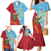 Saint Lucia and Guyana Cricket Personalized Family Matching Mermaid Dress and Hawaiian Shirt Kings Amazon Warriors Together - Wonder Print Shop