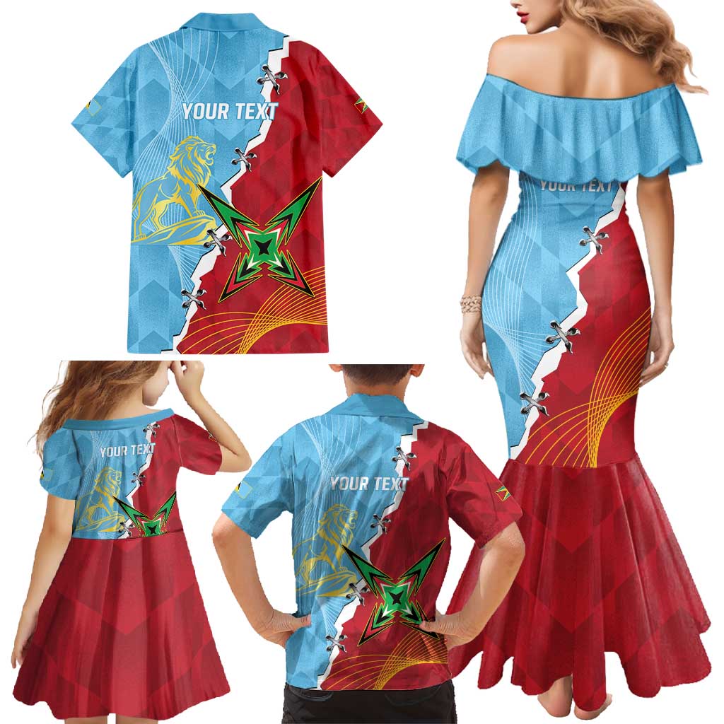 Saint Lucia and Guyana Cricket Personalized Family Matching Mermaid Dress and Hawaiian Shirt Kings Amazon Warriors Together - Wonder Print Shop