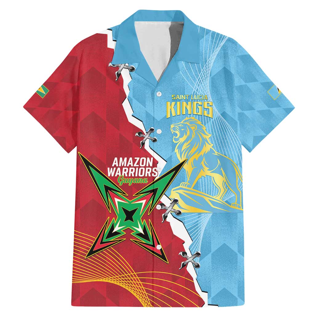 Saint Lucia and Guyana Cricket Personalized Family Matching Mermaid Dress and Hawaiian Shirt Kings Amazon Warriors Together - Wonder Print Shop