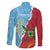 Saint Lucia and Guyana Cricket Personalized Family Matching Off The Shoulder Long Sleeve Dress and Hawaiian Shirt Kings Amazon Warriors Together - Wonder Print Shop