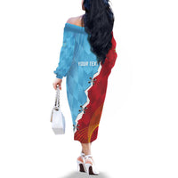 Saint Lucia and Guyana Cricket Personalized Family Matching Off The Shoulder Long Sleeve Dress and Hawaiian Shirt Kings Amazon Warriors Together - Wonder Print Shop