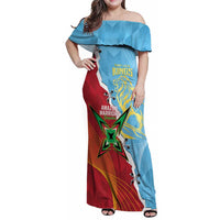 Saint Lucia and Guyana Cricket Personalized Family Matching Off Shoulder Maxi Dress and Hawaiian Shirt Kings Amazon Warriors Together - Wonder Print Shop