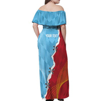 Saint Lucia and Guyana Cricket Personalized Family Matching Off Shoulder Maxi Dress and Hawaiian Shirt Kings Amazon Warriors Together - Wonder Print Shop