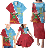 Saint Lucia and Guyana Cricket Personalized Family Matching Puletasi and Hawaiian Shirt Kings Amazon Warriors Together - Wonder Print Shop