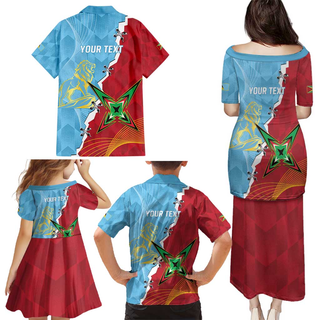 Saint Lucia and Guyana Cricket Personalized Family Matching Puletasi and Hawaiian Shirt Kings Amazon Warriors Together - Wonder Print Shop