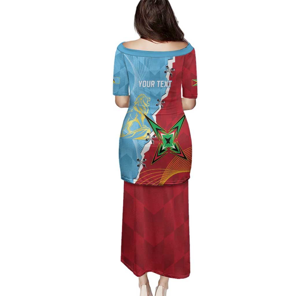 Saint Lucia and Guyana Cricket Personalized Family Matching Puletasi and Hawaiian Shirt Kings Amazon Warriors Together - Wonder Print Shop