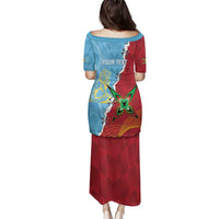 Saint Lucia and Guyana Cricket Personalized Family Matching Puletasi and Hawaiian Shirt Kings Amazon Warriors Together - Wonder Print Shop