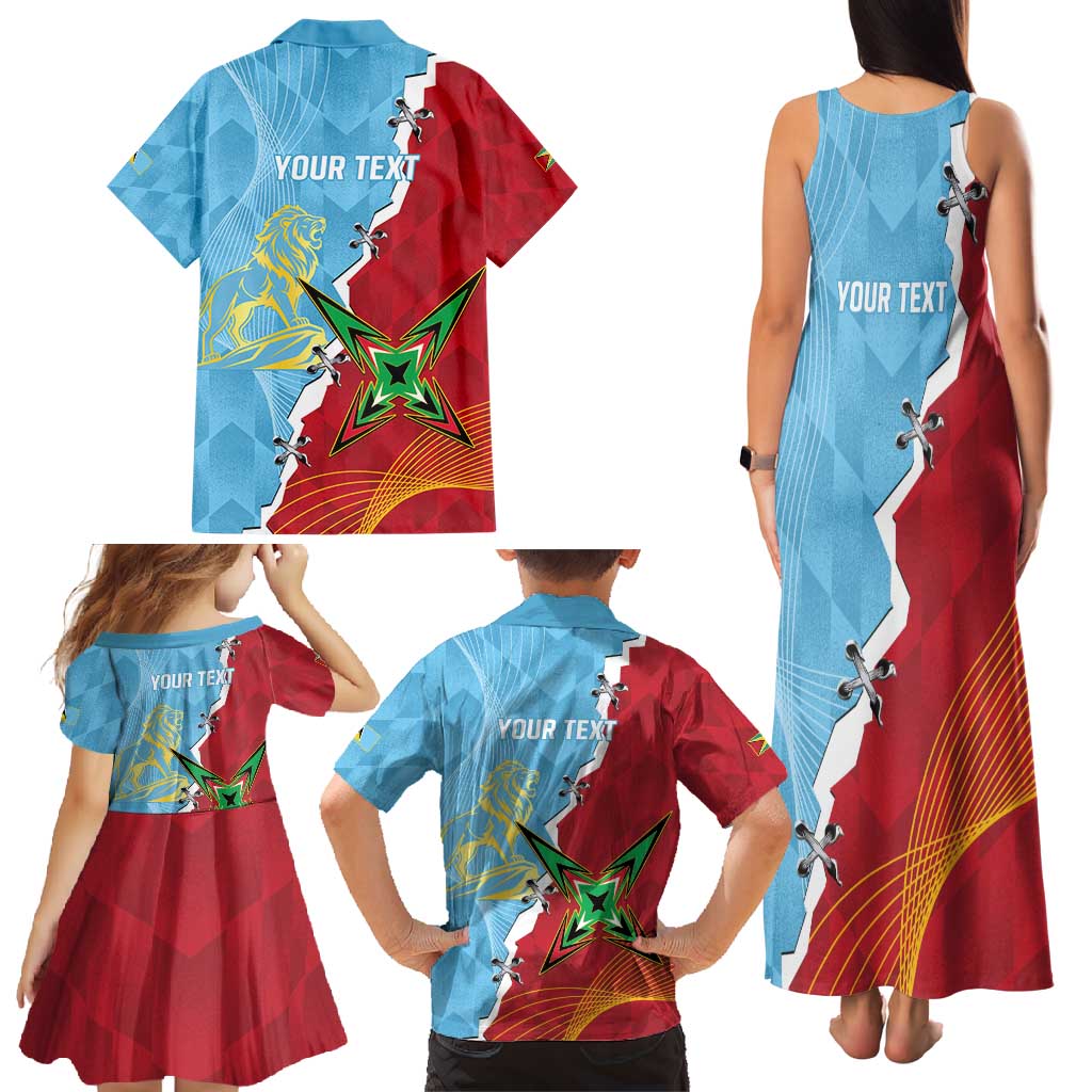 Saint Lucia and Guyana Cricket Personalized Family Matching Tank Maxi Dress and Hawaiian Shirt Kings Amazon Warriors Together - Wonder Print Shop