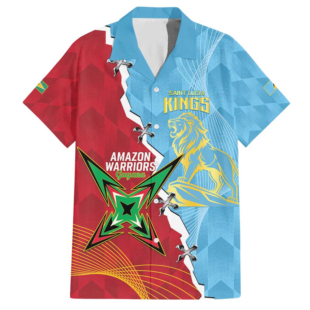 Saint Lucia and Guyana Cricket Personalized Hawaiian Shirt Kings Amazon Warriors Together - Wonder Print Shop