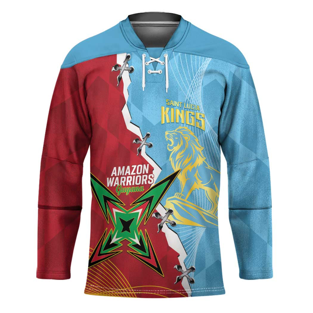 Saint Lucia and Guyana Cricket Personalized Hockey Jersey Kings Amazon Warriors Together - Wonder Print Shop