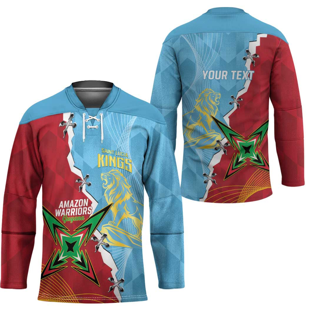 Saint Lucia and Guyana Cricket Personalized Hockey Jersey Kings Amazon Warriors Together - Wonder Print Shop