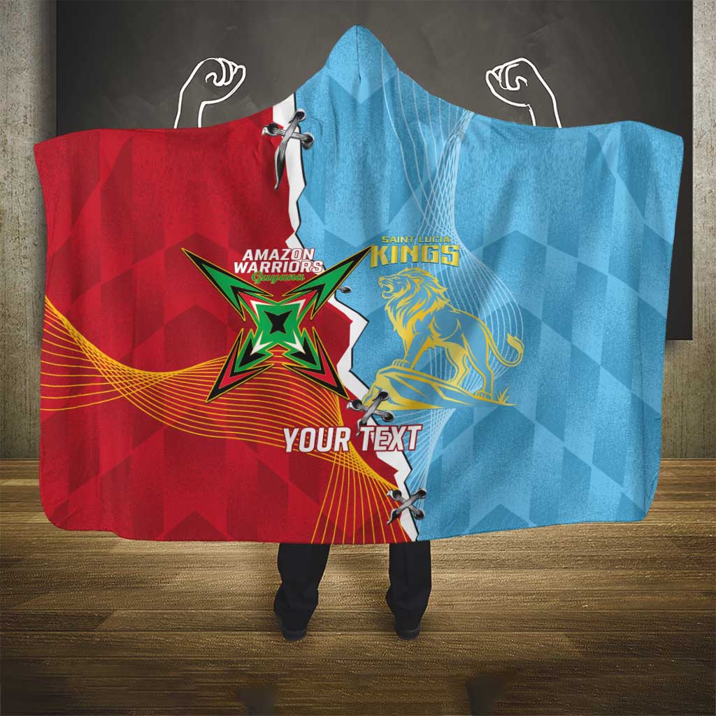 Saint Lucia and Guyana Cricket Personalized Hooded Blanket Kings Amazon Warriors Together - Wonder Print Shop