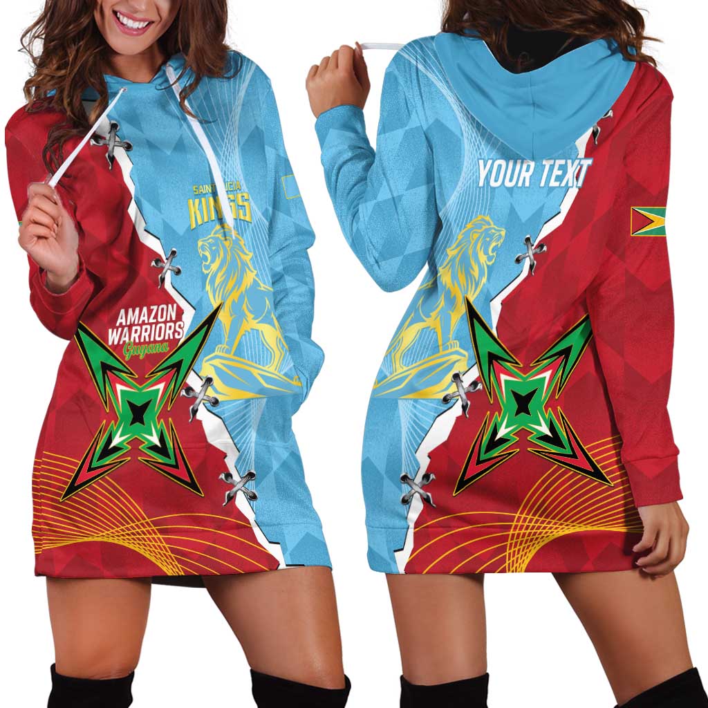 Saint Lucia and Guyana Cricket Personalized Hoodie Dress Kings Amazon Warriors Together - Wonder Print Shop