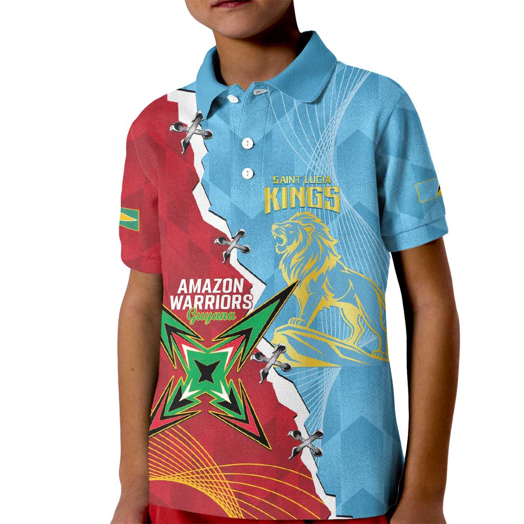 Saint Lucia and Guyana Cricket Personalized Kid Polo Shirt Kings Amazon Warriors Together - Wonder Print Shop