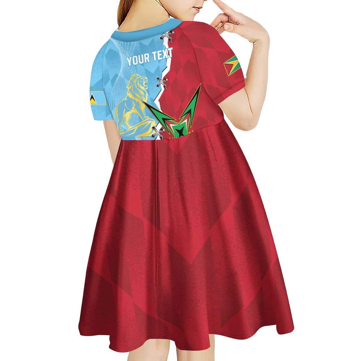Saint Lucia and Guyana Cricket Personalized Kid Short Sleeve Dress Kings Amazon Warriors Together - Wonder Print Shop