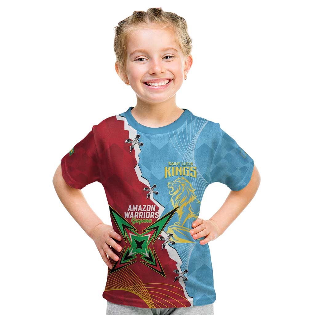 Saint Lucia and Guyana Cricket Personalized Kid T Shirt Kings Amazon Warriors Together - Wonder Print Shop