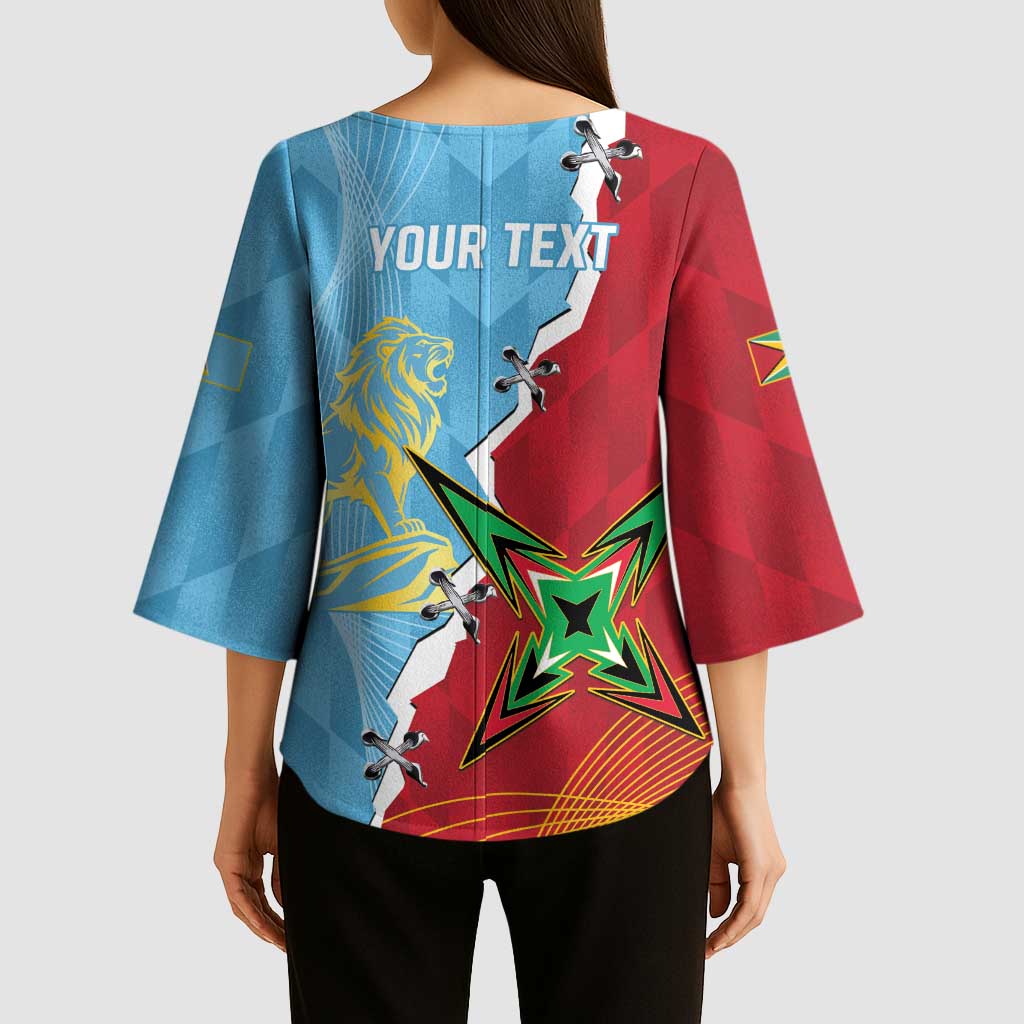 Saint Lucia and Guyana Cricket Personalized Kimono Sleeve Blouse Kings Amazon Warriors Together - Wonder Print Shop