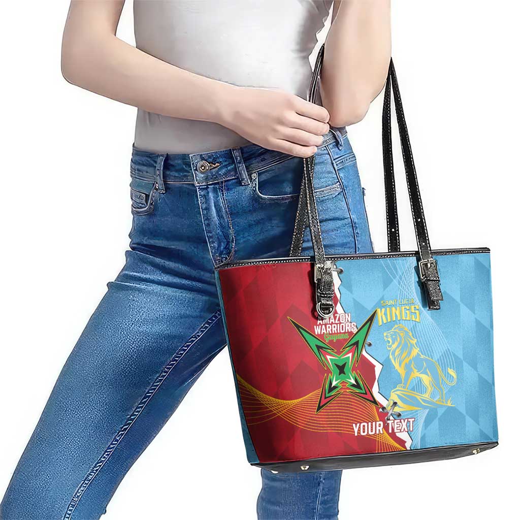 Saint Lucia and Guyana Cricket Personalized Leather Tote Bag Kings Amazon Warriors Together - Wonder Print Shop