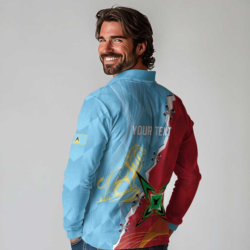 Saint Lucia and Guyana Cricket Personalized Long Sleeve Polo Shirt Kings Amazon Warriors Together - Wonder Print Shop