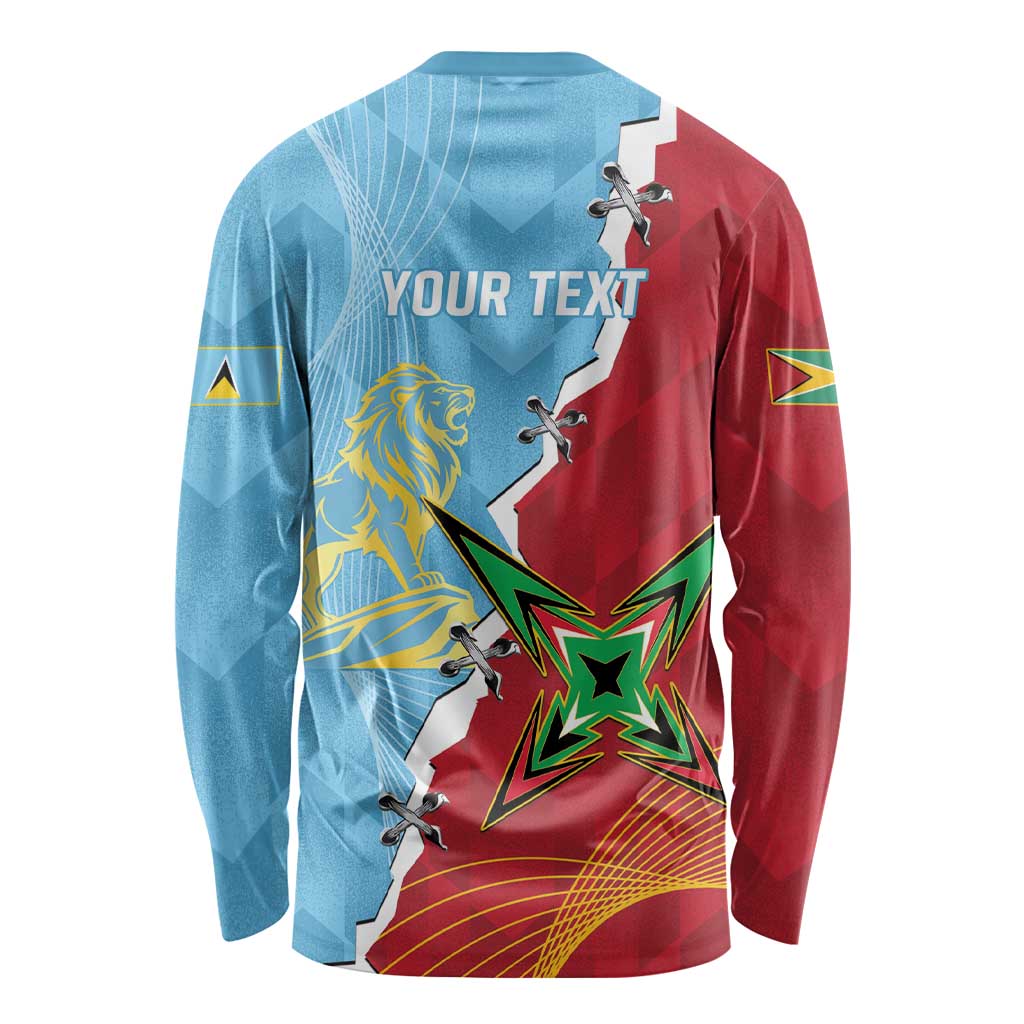 Saint Lucia and Guyana Cricket Personalized Long Sleeve Shirt Kings Amazon Warriors Together - Wonder Print Shop