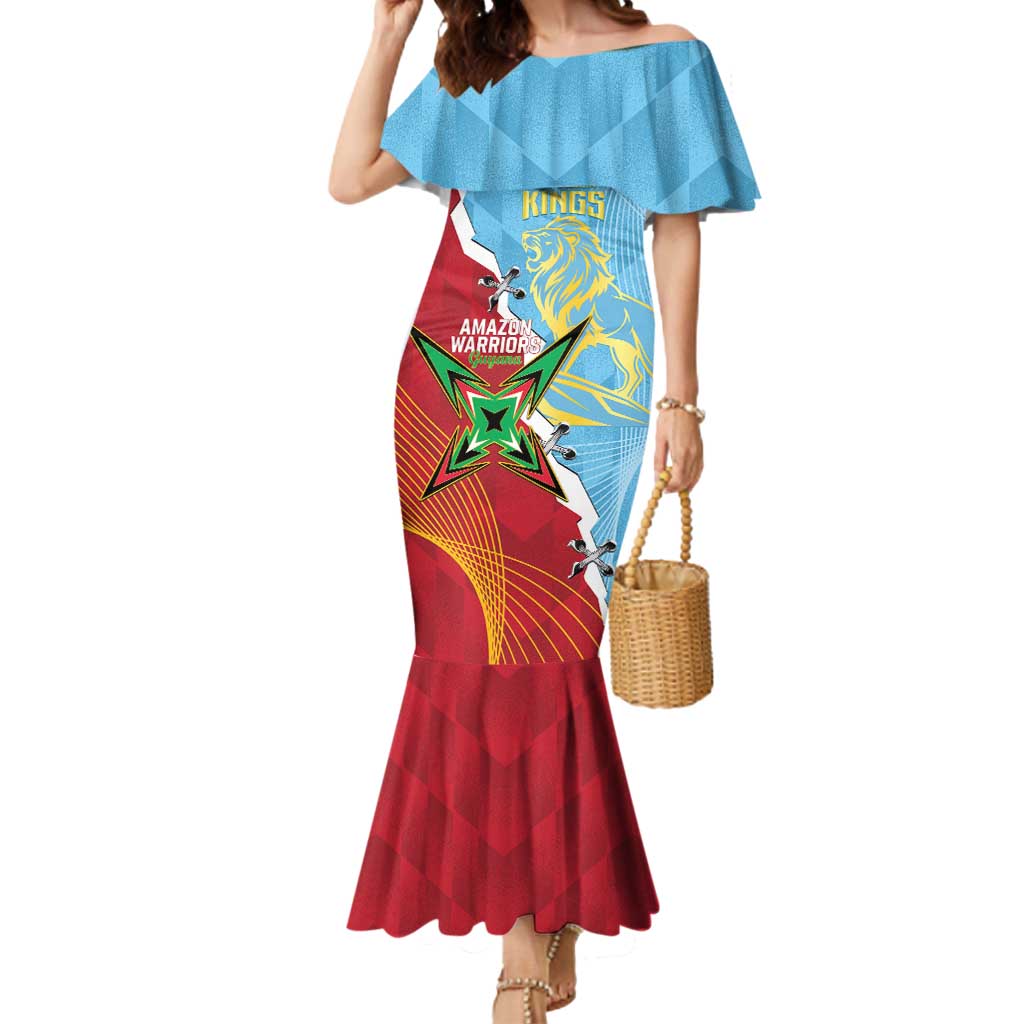 Saint Lucia and Guyana Cricket Personalized Mermaid Dress Kings Amazon Warriors Together - Wonder Print Shop