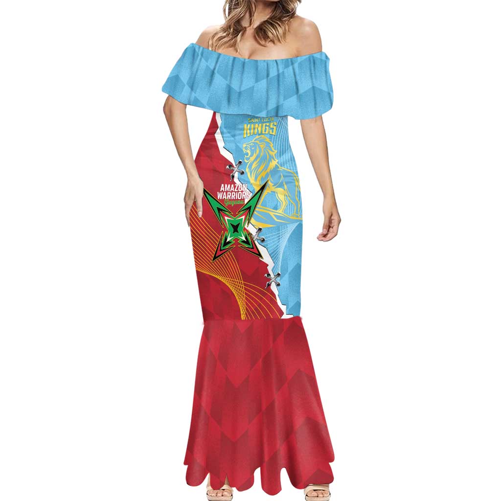 Saint Lucia and Guyana Cricket Personalized Mermaid Dress Kings Amazon Warriors Together - Wonder Print Shop